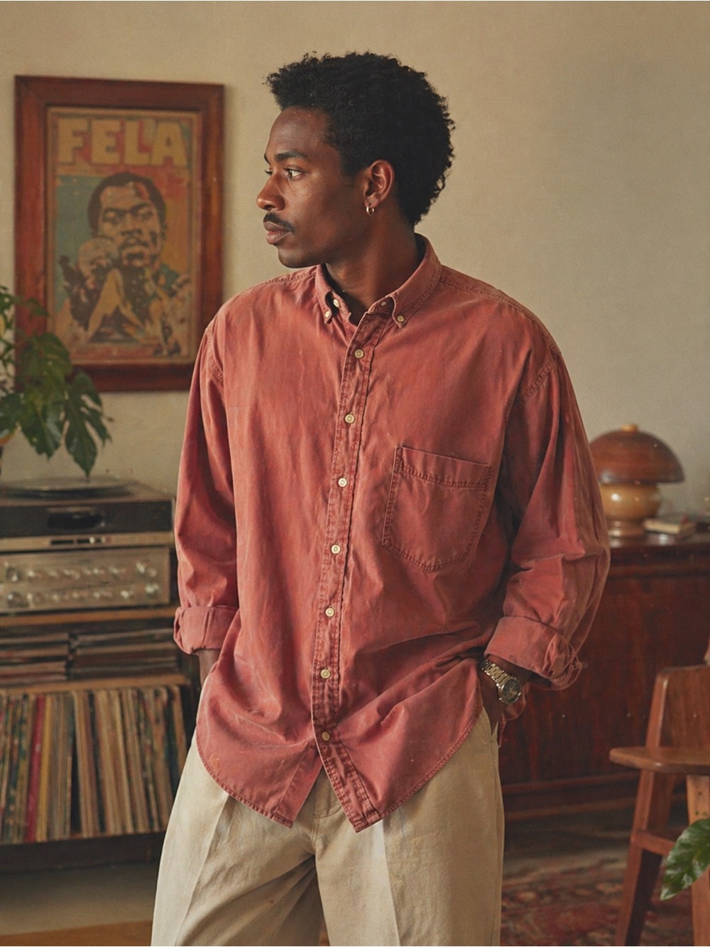 Vintage J Peterman Field Gear Shirt LT Pink Cotton Button Down